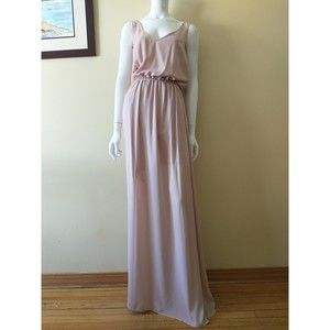 Show Me Your MuMu Kendall Dress Maxi M Dusty Pink V Neck Wrap Slit Bridesmaid
